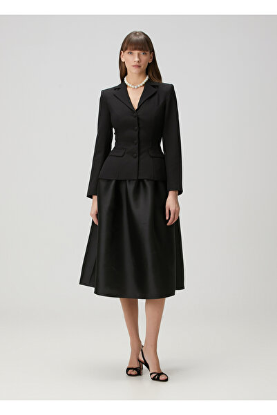 Self Portrait Siyah Midi Kokteyl Elbise