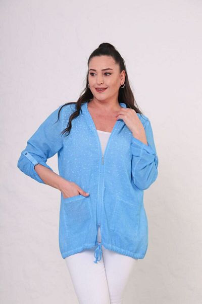 Mezure Μπλούζα με κουκούλα με τσέπη με φερμουάρ Plus Size