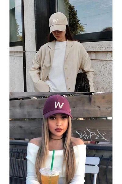 w white stars sports & wear Αθλητικό Καπέλο Unisex W Κεντημένο Velcro Ρυθμιζόμενο καπέλο σετ 2 τεμαχίων