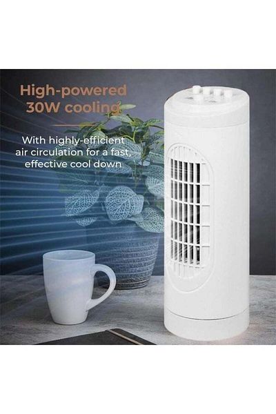Cady One Bladeless Oscillating Tower Fan with Remote Control, 3 Wind Speeds and 3 Modes, 30W Pedestal Cooler