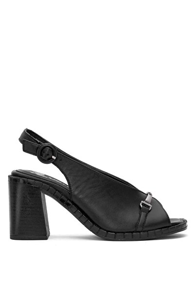 Venüs Sandale de damă cu toc negru - piele naturală 2511902 Y