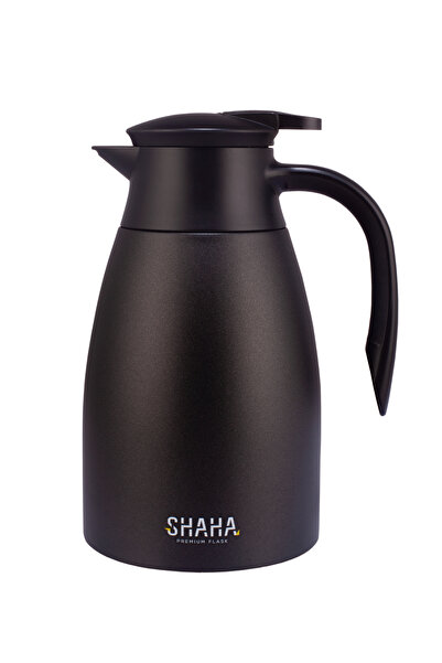 SHAHA قارورة V من الفولاذ المقاوم للصدأ سعة 1.5 لتر باللون الأسود