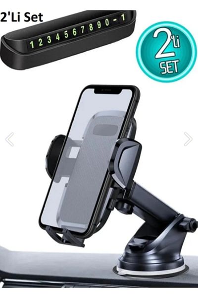 çeçem ticaret Set de 2 suporturi pentru telefon pentru vehicule + numărător Suport pentru telefon pentru mașină cu ventuză care se lipsește de torpedo
