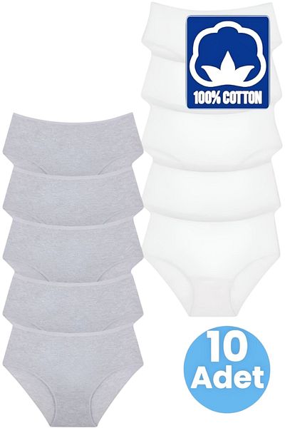 Tezzgelsin Women's High Waist 100% Cotton 10-Piece Ribbed Bato Panties Women's 10-Piece Panties