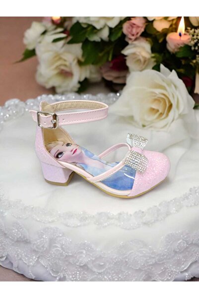 pediashoes Pantofi de seara cu toc transparent roz pentru fete