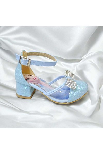 pediashoes Сини прозрачни вечерни обувки на ток за момиче