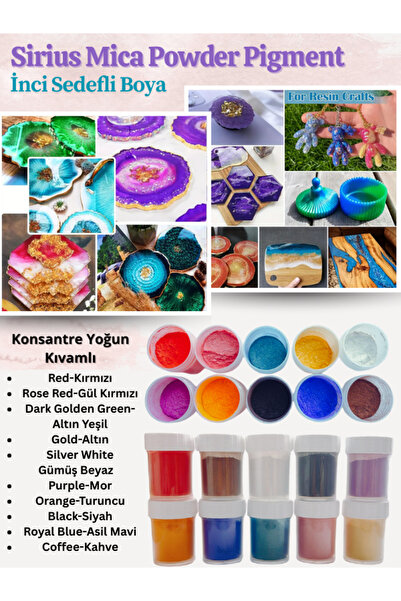Sirius Hobi Epoksi Reçine Mum Boya Mica Powder (İNCİ SEDEFLİ PİGMENT) 10 Renk Set 10x5gr