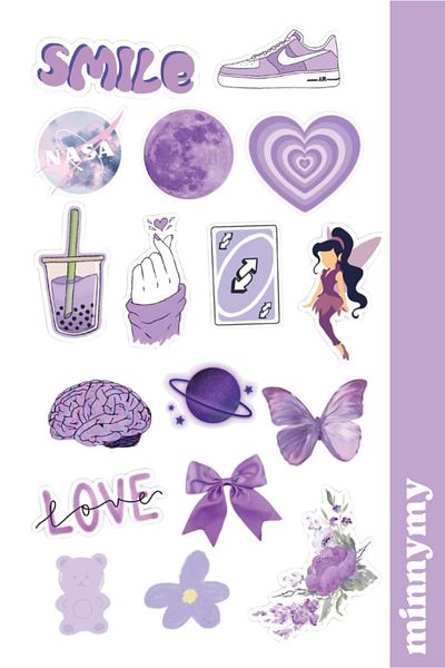 Minnymy Purple Collection Sticker, Sticker, Agenda, Diary, Planner, Bullet Journal, Scrapbook