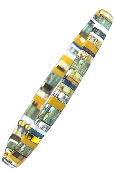 NAZLI TAKILAR Amber Sparkle Women's Tila Stone Handmade Bracelet - Minimalist Jewelry