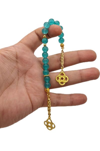Han Ticarethane Turquoise Color 15 Grain Glass Zaza Rosary