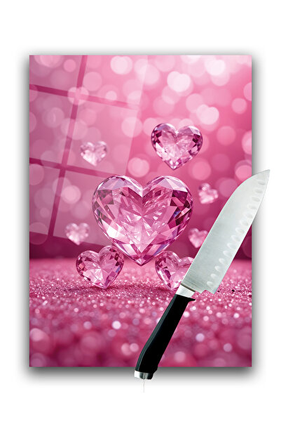 home dekors Glass Cutting Board Chopping Board Pink Crystal Heart Dowry Gift ...