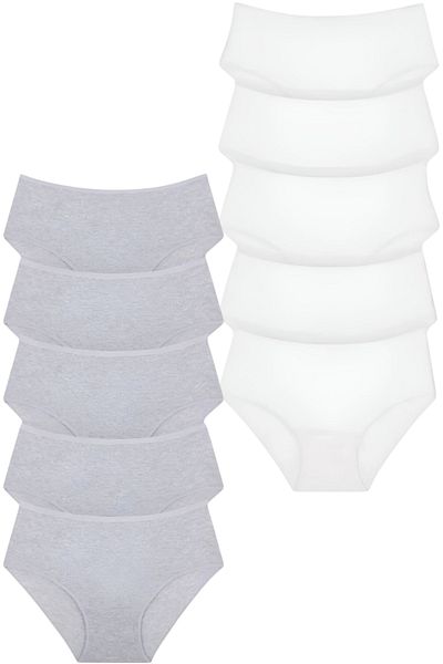 Uniquetrenders Women's High Waist 100% Cotton 10-Piece Ribbed Bato Panties Women's 10-Piece Panties