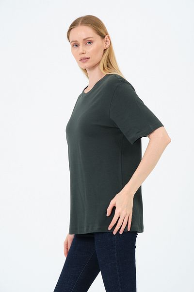 Rich Women's Crew Neck Short Sleeve Basic T-Shirt - Interlock Fabric