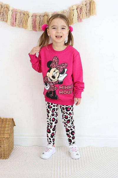 Minnie Mouse طقم طماق فوشيا مطبوع عليه 2 خيط ميني ماوس