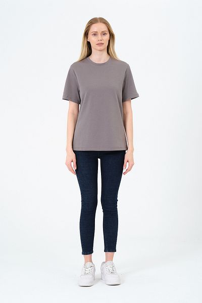 Rich Women's Crew Neck Short Sleeve Basic T-Shirt - Interlock Fabric
