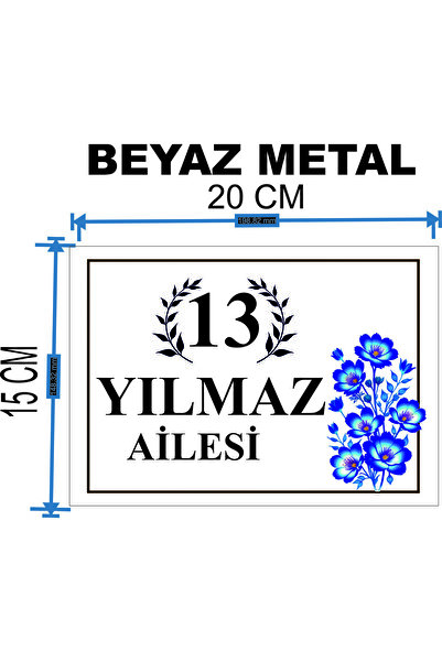 sıradışıhediyem Metal Door Name Patterned Metal Sheet Size 20 X 15 cm