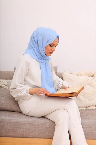 Melodi Scarf Şal Kraş Bambus Baby Blue