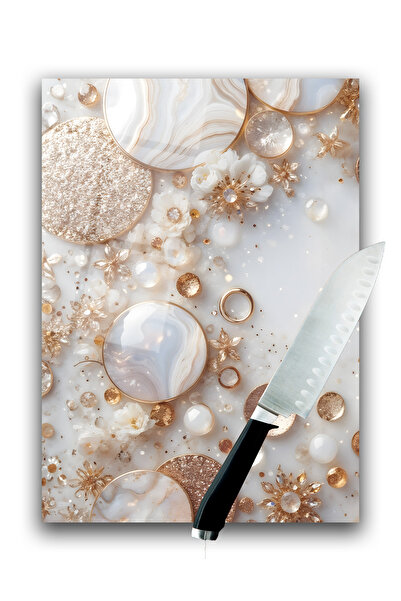 home dekors Glass Cutting Board Chopping Board Crystals Dowry Gift 35X25 cm