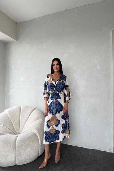 LİLA İSTANBUL Rochie de vară cu decolteu în V cu imprimeu floral și detaliu la piept