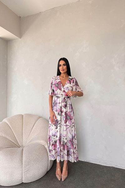 LİLA İSTANBUL Rochie de vară cu guler dublu cu imprimeu floral