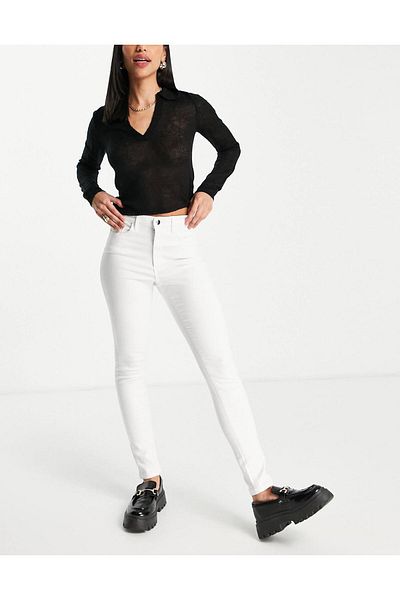 geenz manifacture Pantaloni skinny din lycra alb Alaska cu talie înaltă