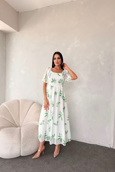 LİLA İSTANBUL Rochie de vară cu guler pătrat cu imprimeu floral