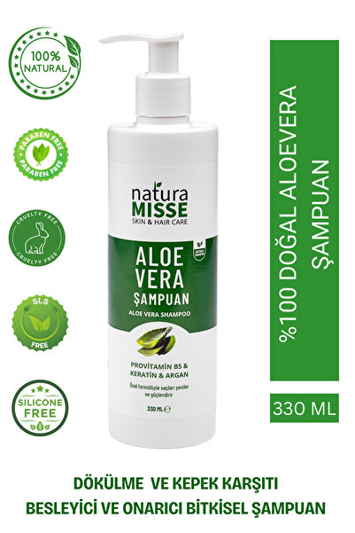 NaturaMisse Aloe Vera Şampuan 330 ml Keratin B5 Provitamin Ylang Yağı Dökülme Karşıtı Güçlü Besleyici Saçlar