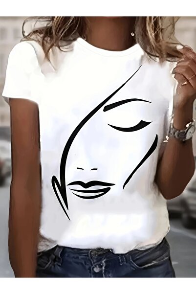 LAND MODA Μπλουζάκι με γραφικό σχέδιο, άνετο κοντομάνικο μπλουζάκι με στρογγυ...