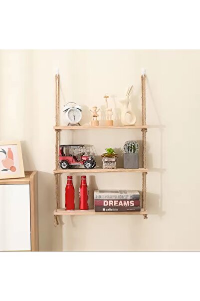 BOSS WOODEN 3 lü halatlı duvar rafı ,mutfak rafı,banyo rafı,3 lü set,uçan raf...