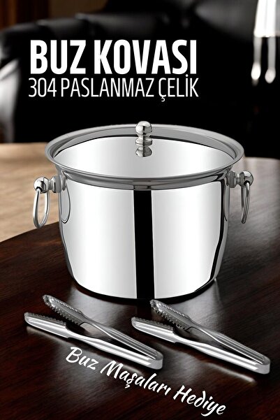Transformacion Buz Kovası 304 Paslanmaz Çelik ve Buz Maşası Seti Buz Termosu 721563