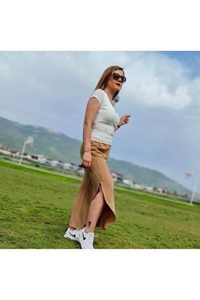 OEM Aerobin Fabric Wide Leg Slit Trousers