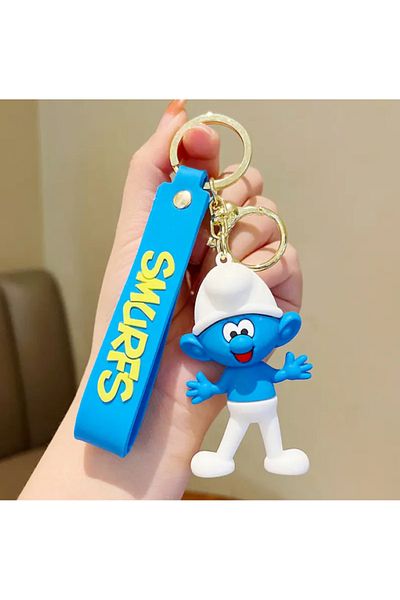Bizde Ne Yok ki Cute Smurfs Characters 3D Silicone Keychain Good Quality Large Size Smurfette Bag Ornament