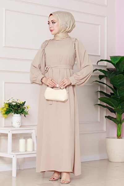 Sevitli Φόρεμα μπεζ τριαντάφυλλο - Λεπτομέρεια ώμου