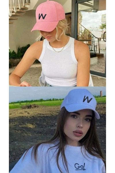 w white stars sports & wear Αθλητικό Καπέλο Unisex W Κεντημένο Velcro Ρυθμιζόμενο καπέλο σετ 2 τεμαχίων