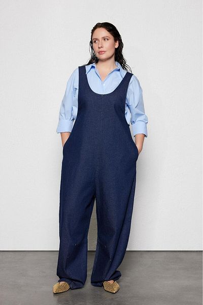 LUOKK Plus Size Strappy Jean Jumpsuit Blue (Pharrell)