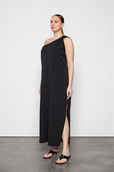 LUOKK Maeve Plus Size Draped Detailed Maxi Dress Black