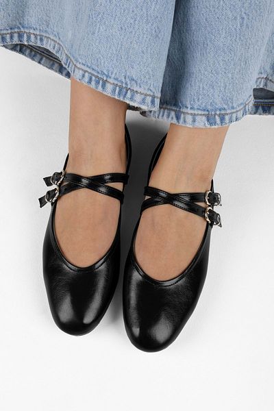 Shoeberry Women's Fiesty Black Skin Ballerinas