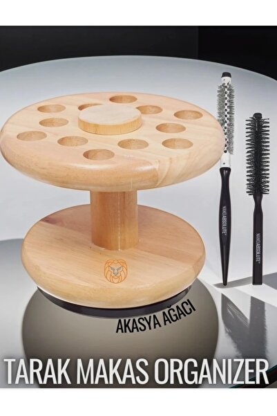 Nano Absolute 360 Derece Döner Ahşap Makas Standı Makaslık Organizer Masaüstü...