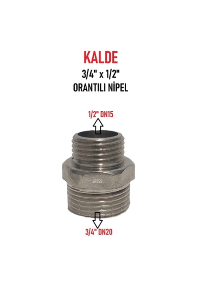KALDE 3/4" x 1/2" Sarı/Krom Orantılı Nipel - Proportional Nipple