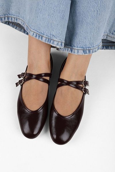Shoeberry Fiesty Burgundy Skin Ballerina für Damen