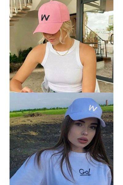 w white stars sports & wear Αθλητικό Καπέλο Unisex W Κεντημένο Velcro Ρυθμιζόμενο καπέλο σετ 2 τεμαχίων