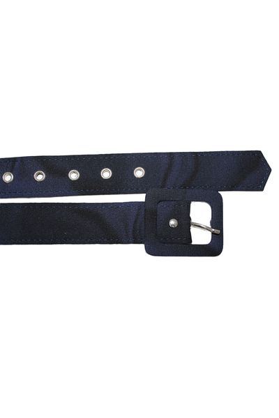 Fiore Viola Fabric Covered Belt - Navy Blue/Anthracite as Faux Leather and Stainless Metal