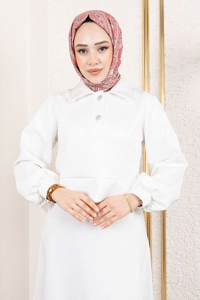 Tesettür Dünyası Scuba Skirt Suit Tsd 250131   White