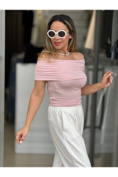 Dilvin Pembe Madonna Yaka Bluz