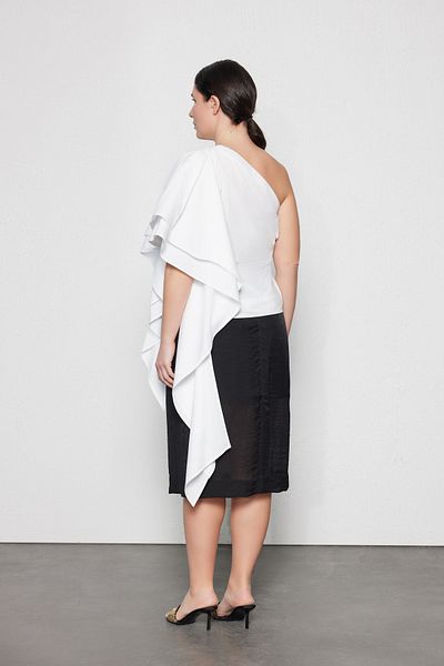 LUOKK Μπλούζα με ένα μανίκι Plus Size - FLAME Λευκό