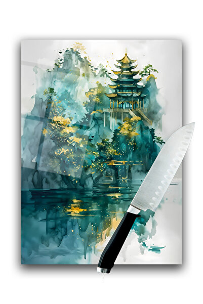 home dekors Glass Cutting Board Chopping Board Abstract Landscape Patterned D...