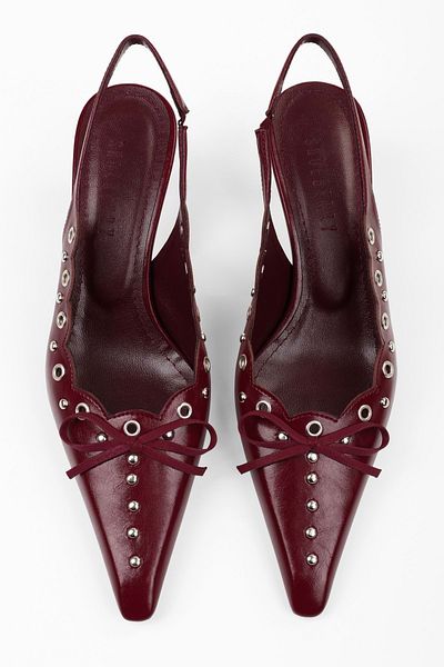 Shoeberry Damen Spice Burgundy Skin Bow Detailliertes Stiletto