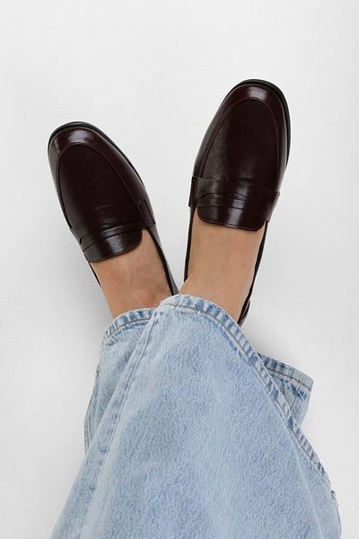 Shoeberry Damen Jule Burgundy Skin Loafer
