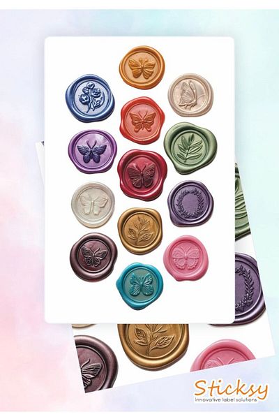 Sticksy Set of 11 Wax Seal Look Stickers Colorful Seals Stickers