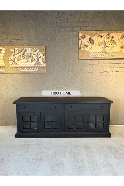 FIRU HOME Rustik Ceviz Masif Ahşap Konsol – Geniş Depolama Alanı ve Şık Tasarım